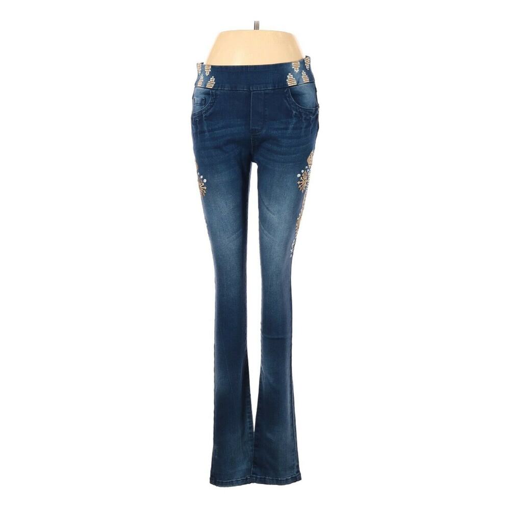 Blueberry Boho skinny Cut Denim Jeans Mid Rise